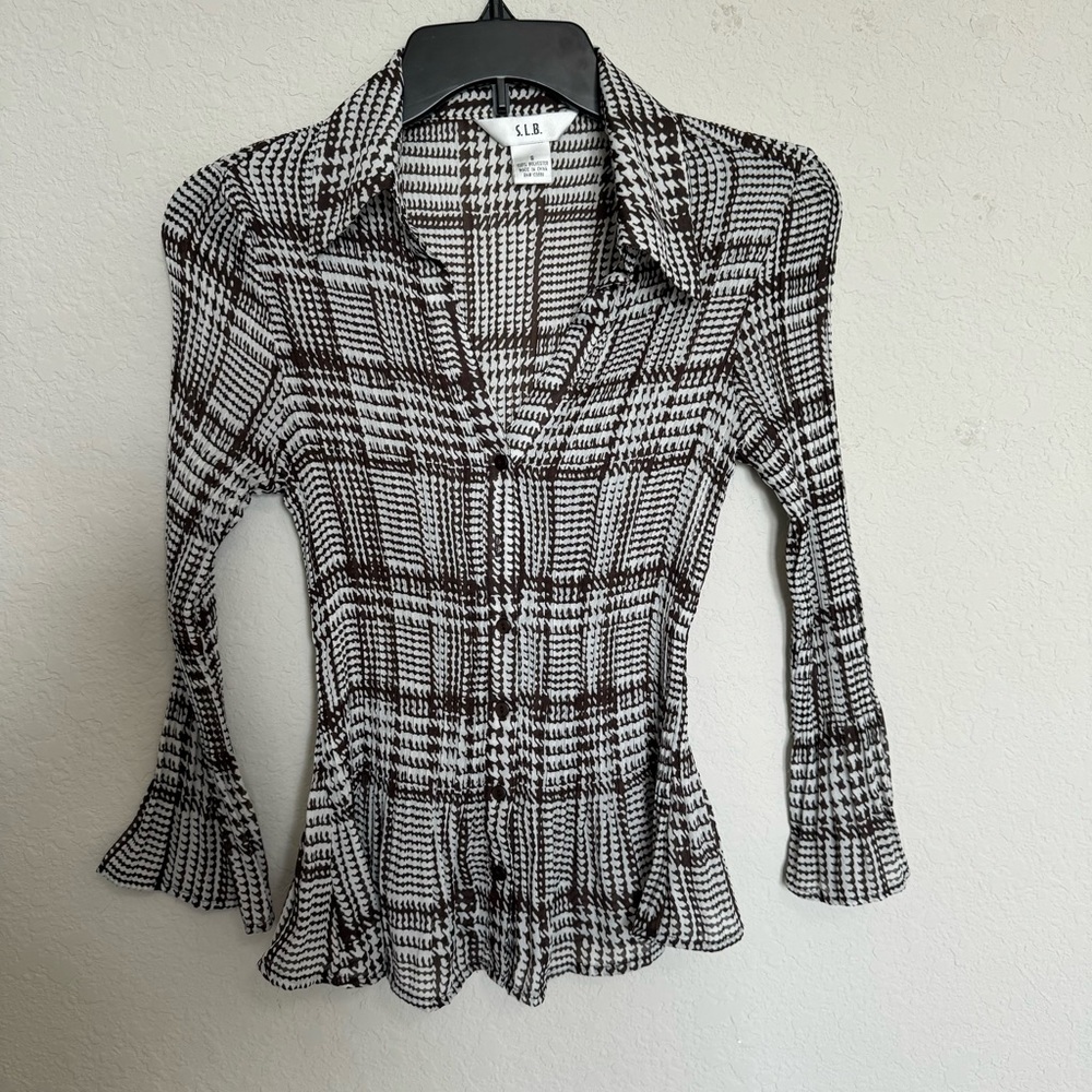 SLB Plaid Long Sleeve Shirt Black/White Sz S